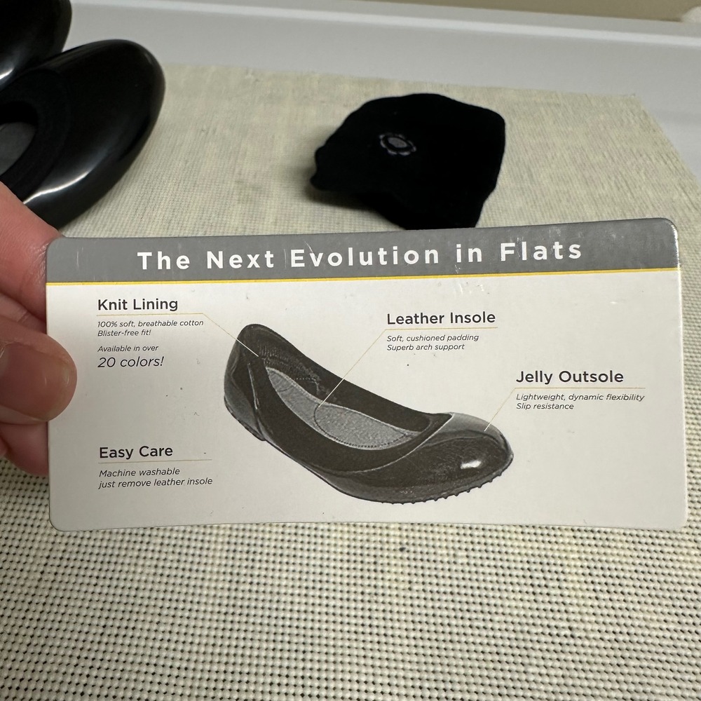 Ja-vie Black Shiny Jelly Comfort Shoes Leather Insole sz 41 New 9.5-10 - Picture 6 of 8